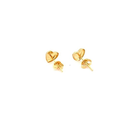 18K Yellow Gold Earrings Heart Stud Textured Small 1.04 grams - Picture 7 of 12